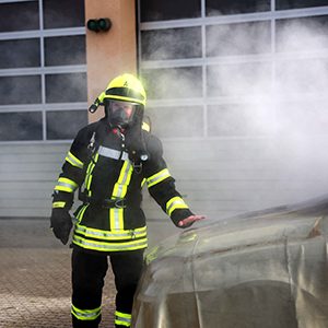 Nach Einsatz von Löschwasser wurde die Oberflächentemperatur auf 68 °C gesenkt.